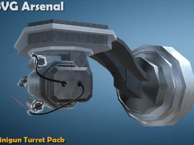 Minigun Turret - HQ Low-poly 3D model