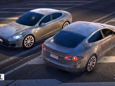 Gridlock - Electric Sedan - PBR Game ready Car low-poly 3d model Low-poly 3D model