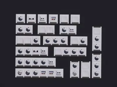 3D Model Electrical Outlet and  Switch Set Low-poly 3D model