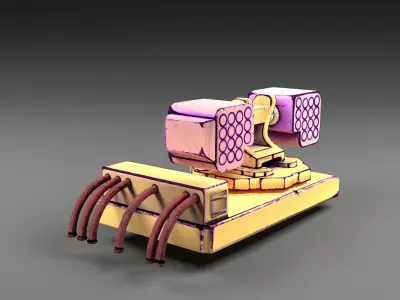 Cartoon flare-gun turret Low-poly 3D model