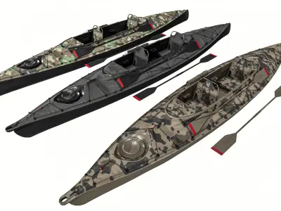 Military Combat kayaks  Package Low-poly 3D model