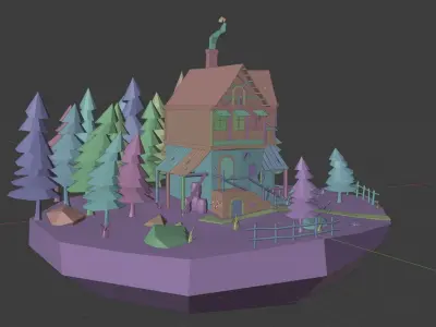 Lowpoly Medieval House Free low-poly 3D model