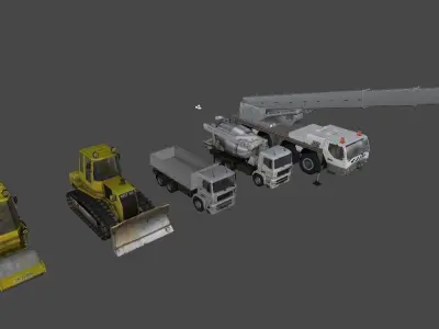 Construction vehicles Low-poly 3D model