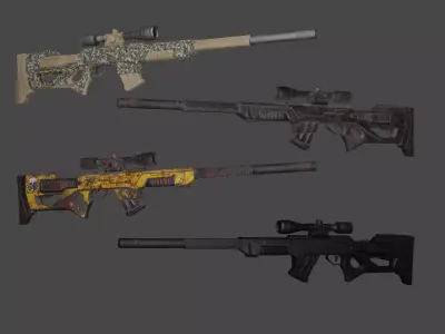 AWM sniper rifle low poly Gun Low-poly 3D model