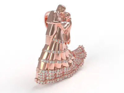 Cute Couple Diamond Pendant 3D print model