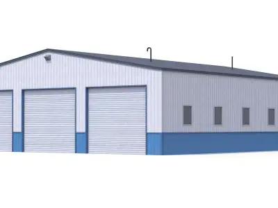 Industrial Building 55 Blue Low-poly 3D model