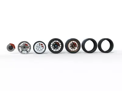 Car wheel rim 3D Model tire 3D model