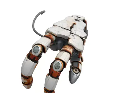 Rusted SciFi Robotic Arm Gripper Low-poly 3D model