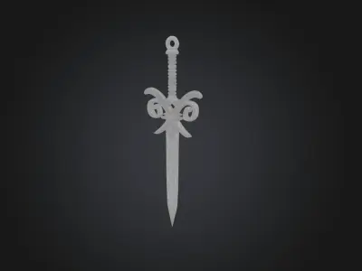 Silver elegance sword dagger Low-poly 3D model