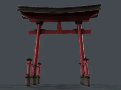 Japanese Torii Low-poly 3D model