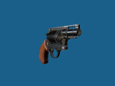 Small revolver Low-poly 3D model