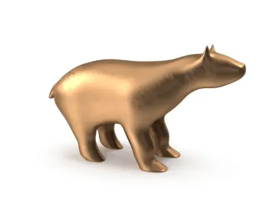 Bear PBR golden Low-poly 3D model
