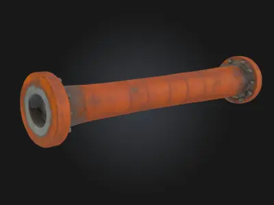 Red Pipe Render Industrial Pipe Segment 3D model