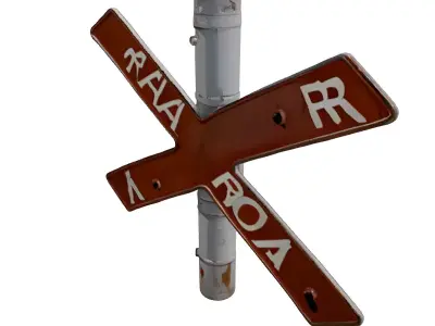 Rusty Railroad Crossing Sign 3D model