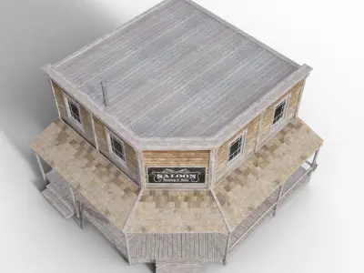 Saloon Wild West Low-poly 3D model Low-poly 3D model