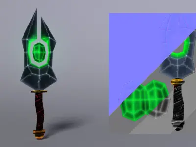 Dagger glowing sword Low-poly 3D model