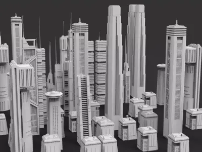 Sci-Fi building dressing kitbash PACK - 2 Low-poly 3D model