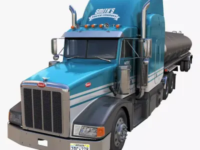 Peterbilt 377 tanker truck Low-poly 3D model