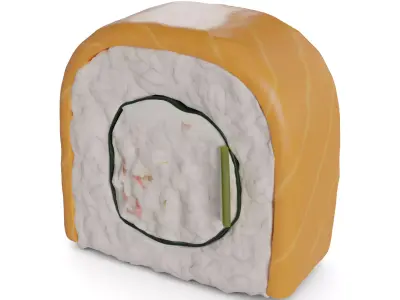 Sushi Salmon crab sticks cucumber cream 3D model