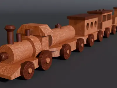 Wooden Christmas Train 3D model