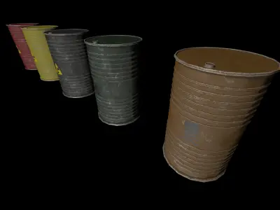 Danger oil barrels set Low-poly 3D model