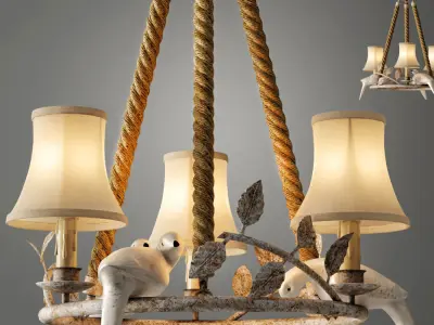 Chandelier Norman Bird Forest Patina 3 3D model