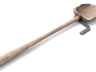 Ancient Wood Shovel Low-poly 3D model