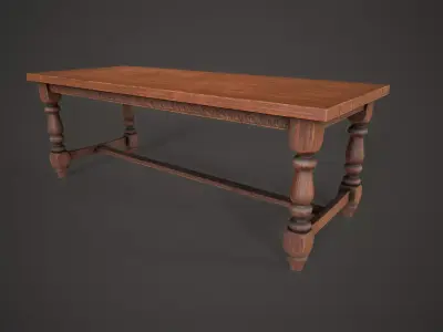 Old medieval dining table Low-poly 3D model