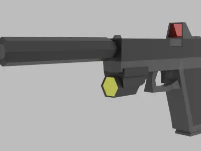 Basic Weapon Pack - Low Poly 2 Gun 1 Knife and 1 Grenade Low-poly 3D model