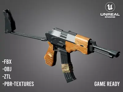 AK 47 Kalashnikov Stylized Gun Game Ready Low-poly 3D model