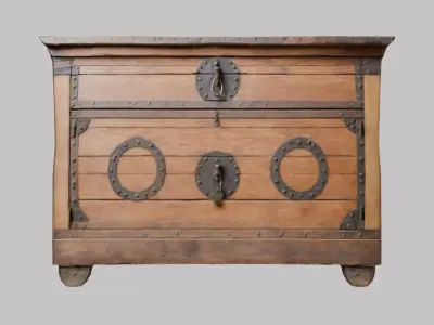 wooden Box medieval Low-poly 3D model