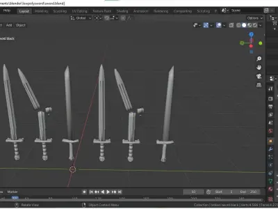Low Poly Swords group of Free low-poly 3D model
