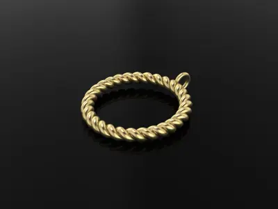 Thin Narrow Rope Twist Pendant Large Size 27mm Length 3D print model