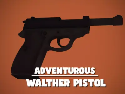 Adventurous - Walther Pistol - Rigged and Animated Low-poly 3D model