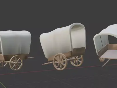 High Quality Sculpted Vertex Painted Wagon Chariot Cart Model Free 3D model