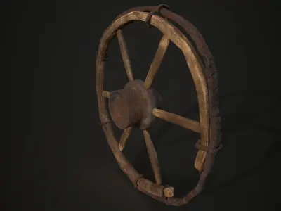 Old Destroyed Wheel Low-poly 3D model