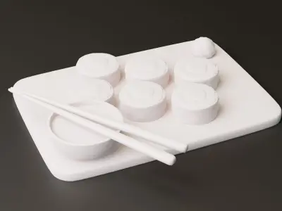 Stylized Cartoon Sushi Low-poly 3D model