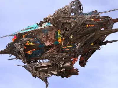 Grand Japanese Dragon zeppelin market 3D model