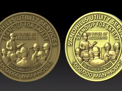 Sandhills Utility Services Safety Coin 3D Model 3D print model