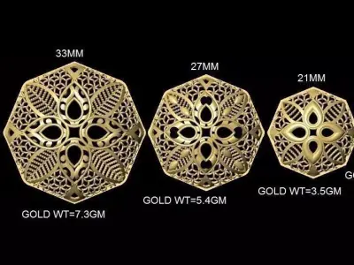 vr-pnd2143 gold - plated ornaments 3D print model