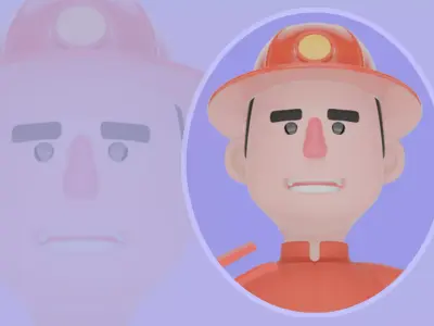 Stylized 3D Firefighter Holding Extinguisher - Cartoon Male  3D model
