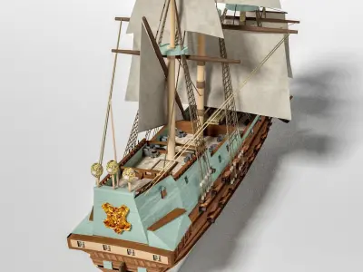 Historical German escort sail ship 3D model