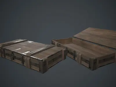 Wooden Weapon Case 2 PBR Game Ready Low-poly 3D model