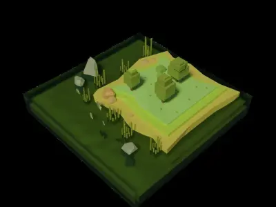 Lake ready to game Low-poly 3D model