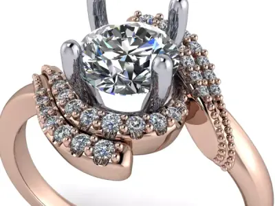 Vintage Classic Bypass Antique Ladies Ring Jewelry 3D print model