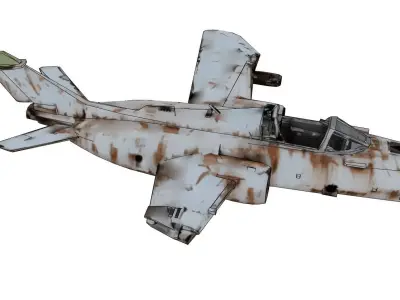 Rusty old fighter in wreckage 3D model