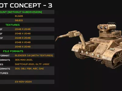 Robot Concept-3-Desert-Rusty Low-poly 3D model