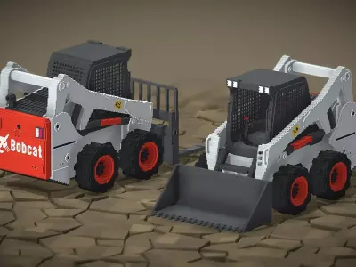 Voxel Bobcat Skid Steer Low-poly 3D model