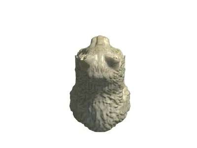 Furred cat marble statue Low-poly 3D model