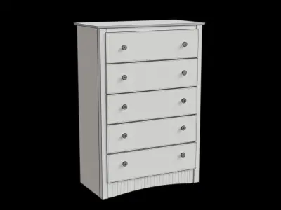 Tall 5 Drawers Wooden Chest 3D model